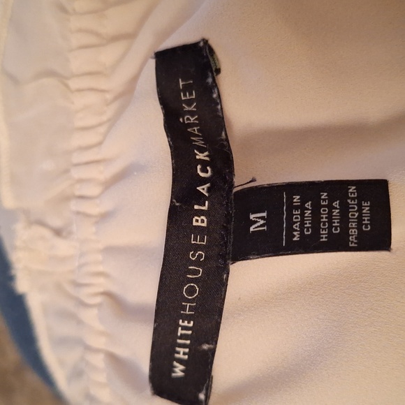 White House Black Market Off White Peasant Style Embroidered Blouse Size Med - Picture 7 of 11